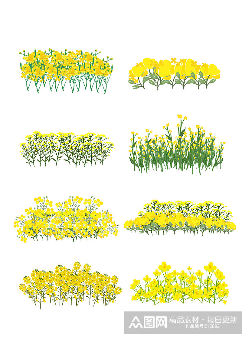 手绘植物春天小清新油菜花丛素材