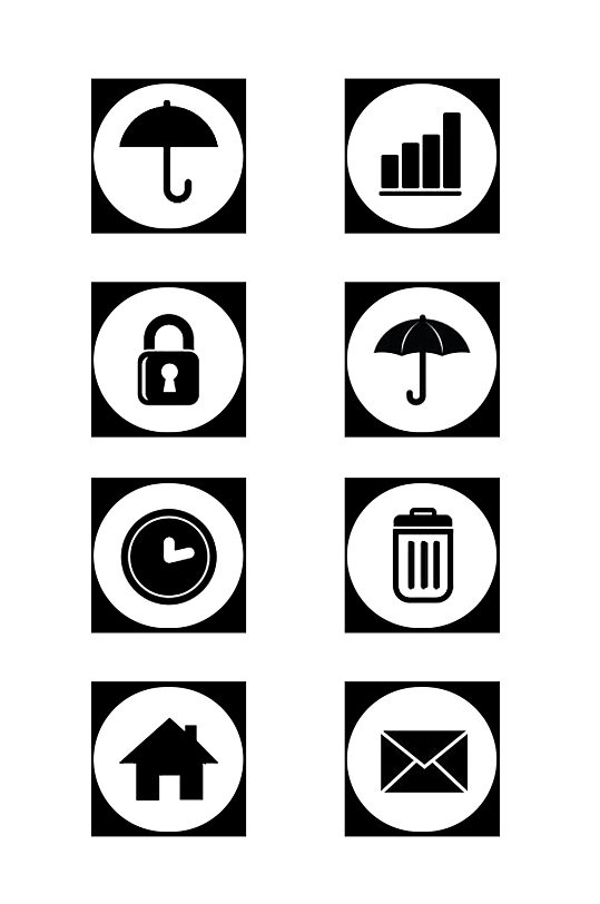黑白生活中常见元素图标大全可商用
