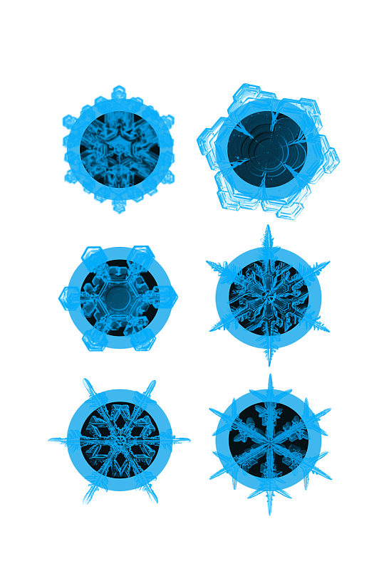 晶蓝色雪花黑底装饰素材