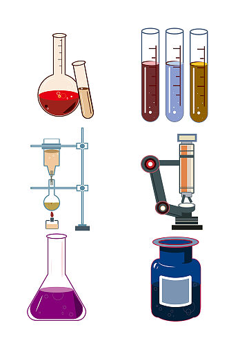 化学实验室器材显微镜量杯蒸馏瓶 化学元素