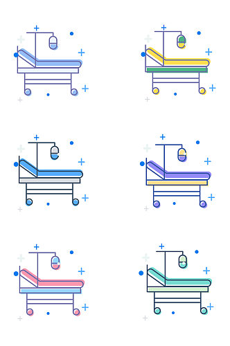商务医疗科技病床吊瓶简约扁平图标