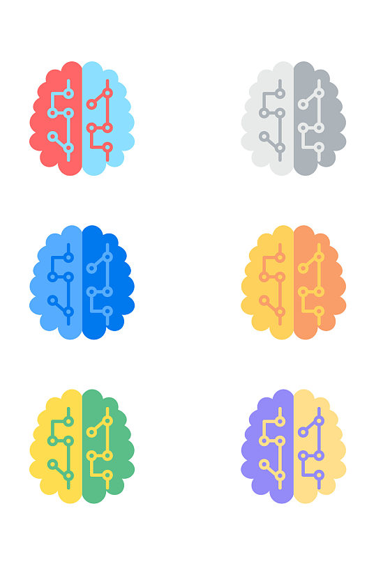 商务科技医疗大脑思维思考卡通图标大脑分析图