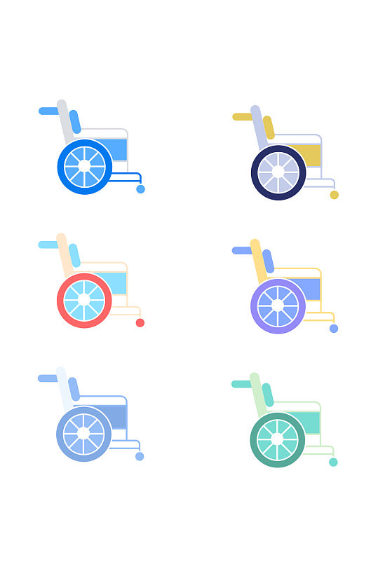 医疗轮椅科技简约卡通保健残疾图标