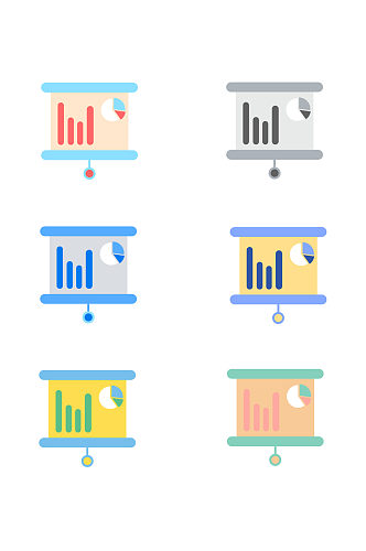 商务统计图标饼图展板分析扁平简约矢量