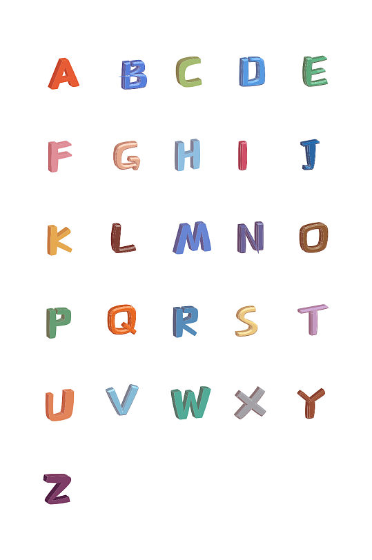 立体彩色英文字母图标