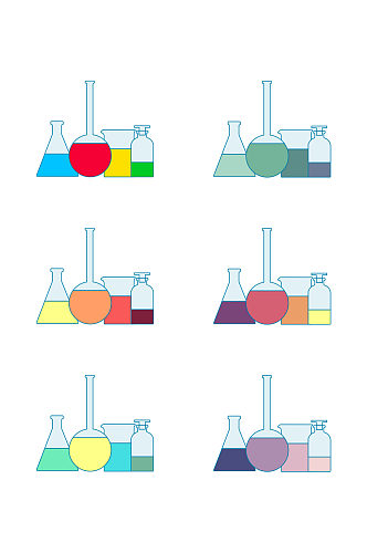 矢量免扣卡通实验瓶 化学元素