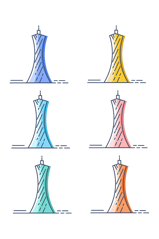 世界旅游mbe风格小蛮腰景点图案