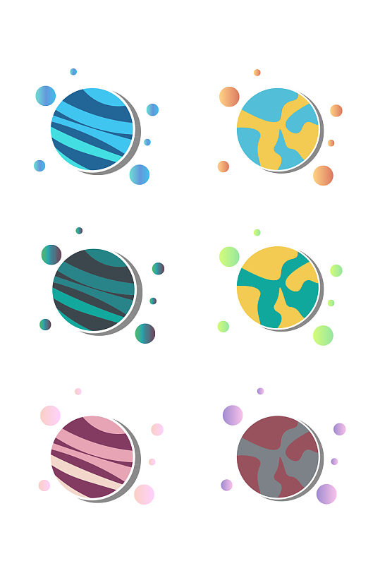 扁平星球木星宇宙行星卡通素材