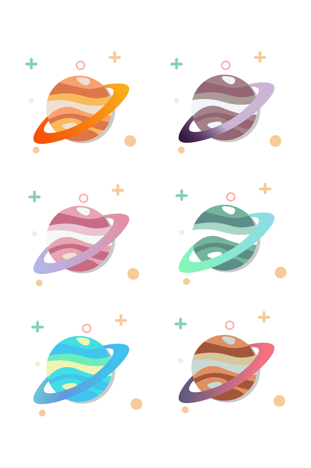 可爱插画星球土星