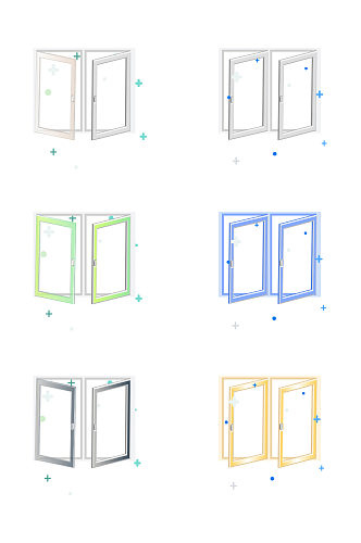 卡通房间打开白色透气窗户装饰图案