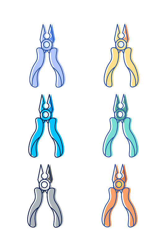 五金老虎钳扁平图标