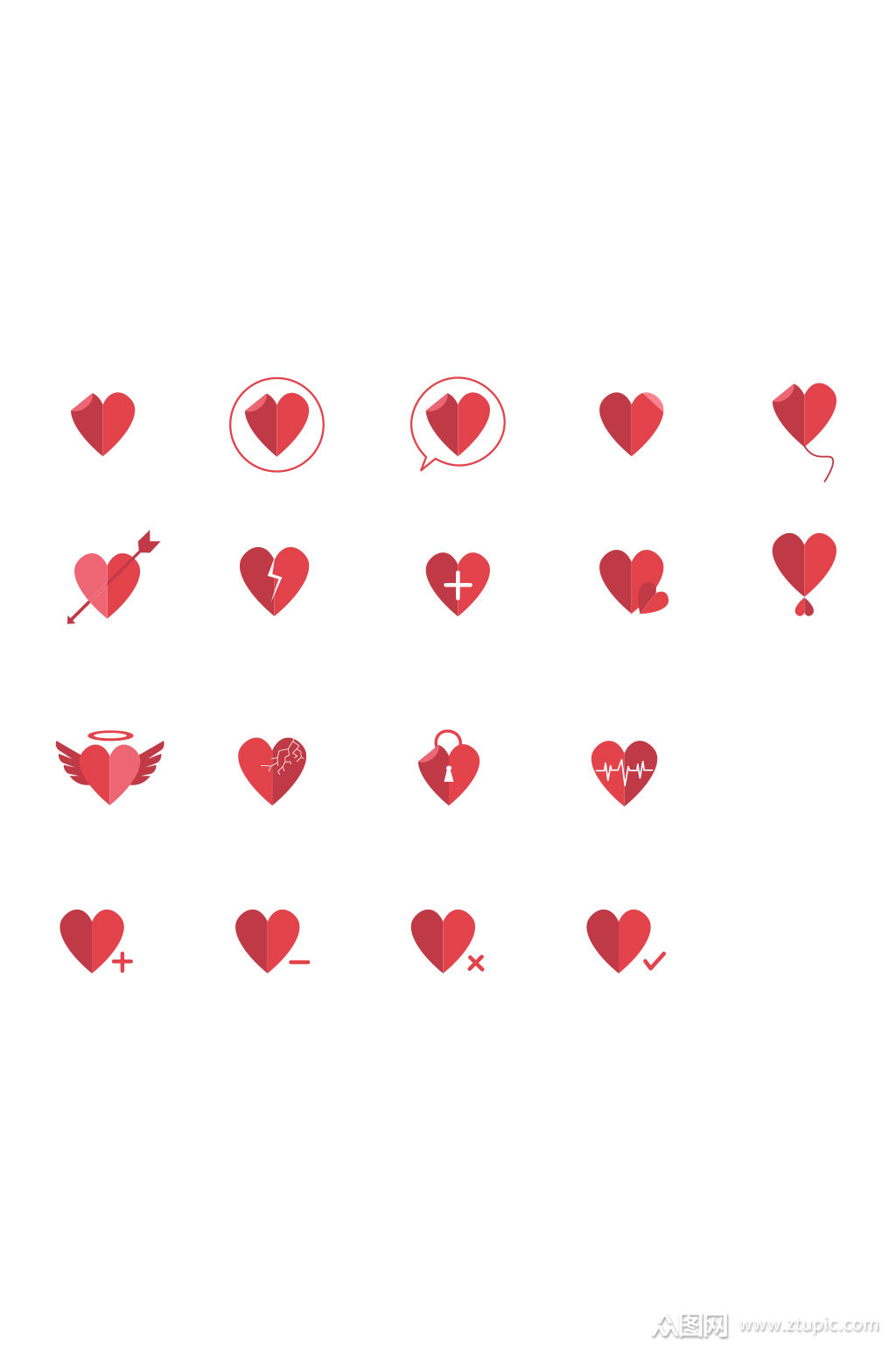 12款扁平化爱心图标矢量素材