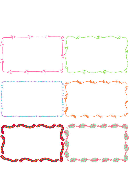 手绘简约彩色创意边框合集