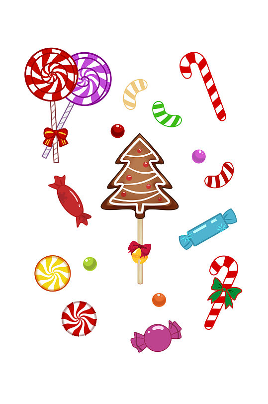 手绘圣诞糖果套图拐杖糖波板糖巧克力