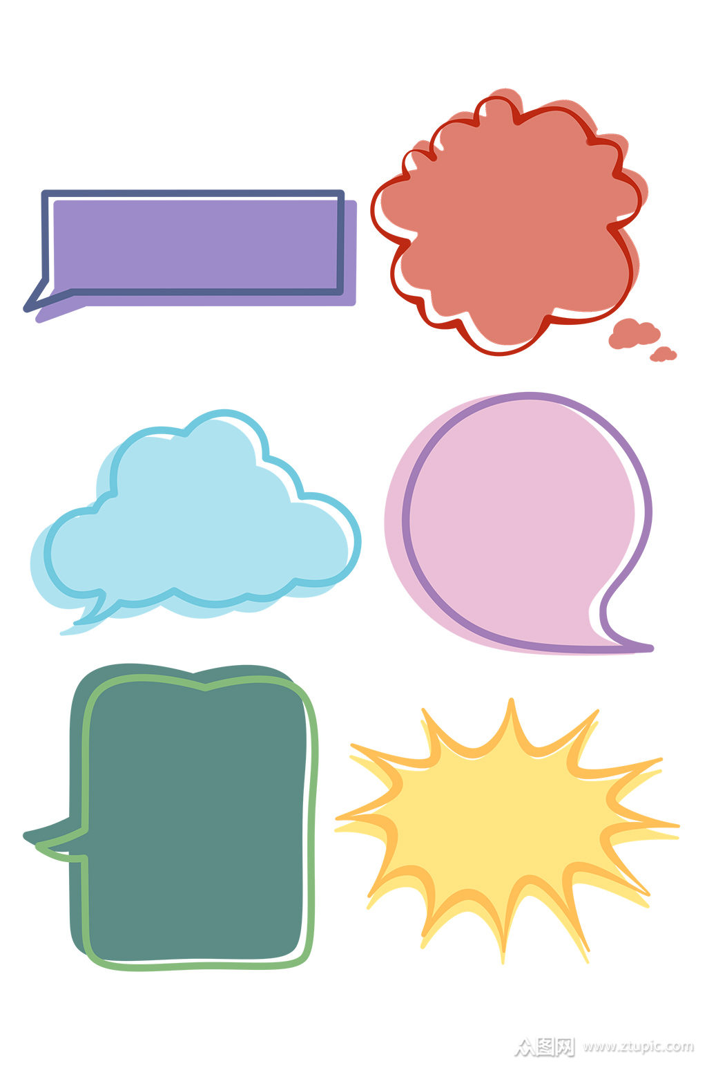 爆炸云会话气泡对话框套图文艺模板下载-编号524234-众图网