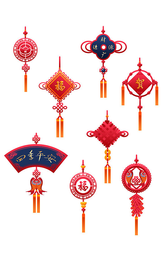 中国风春节过年可商用中国结套图