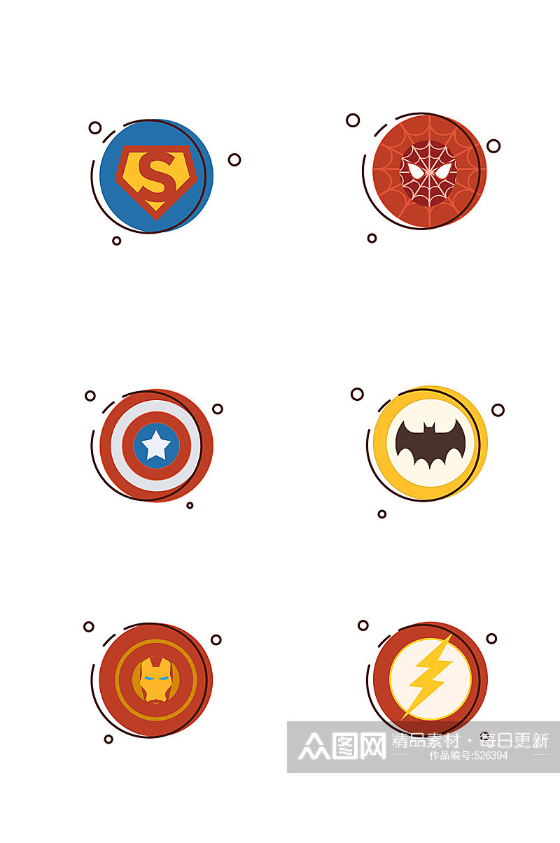 美国超级英雄图标素材