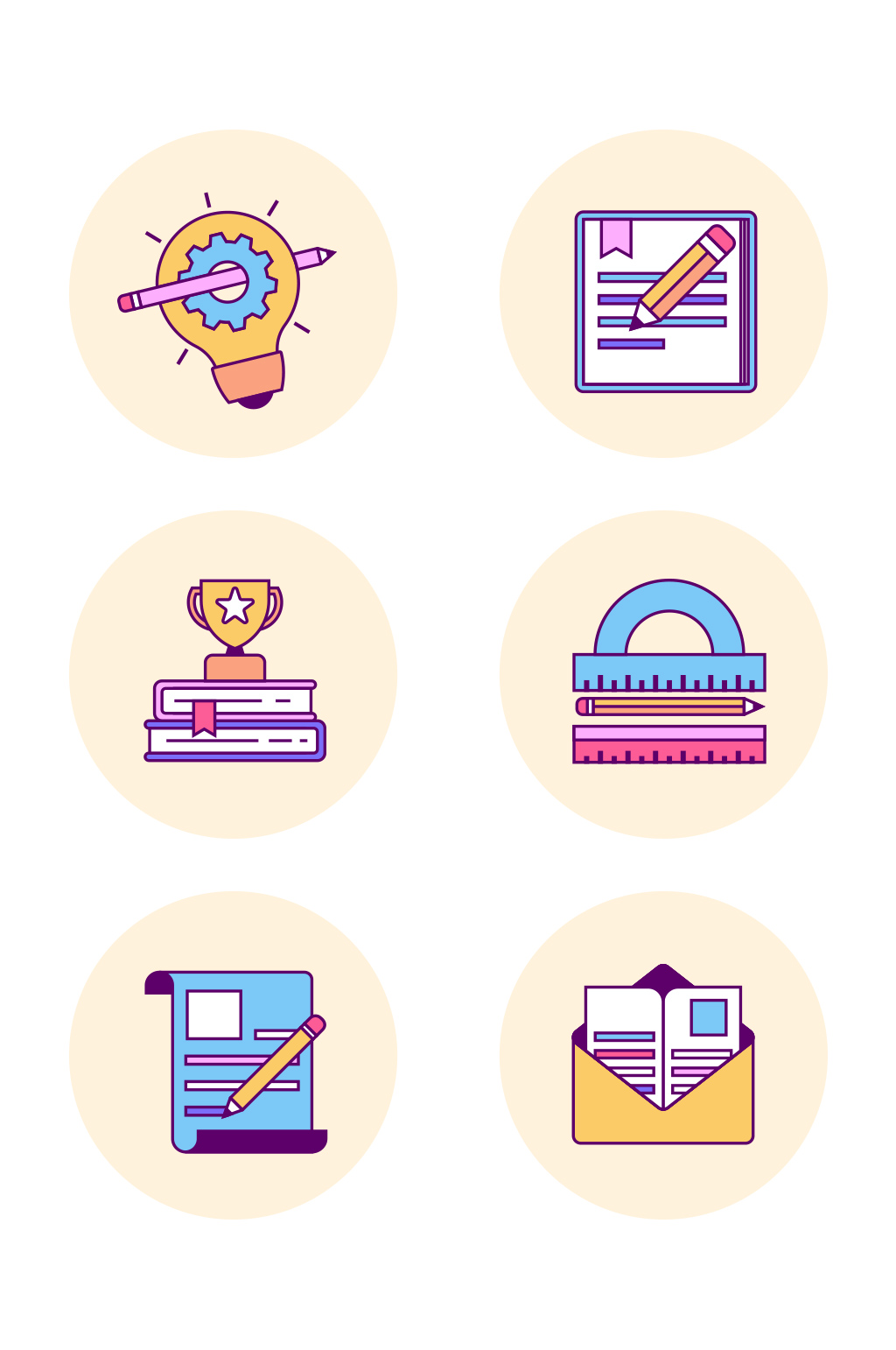 卡通可爱教育文具相关icon