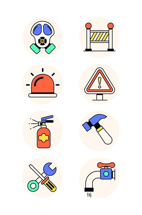 卡通安全消防保护系列icon