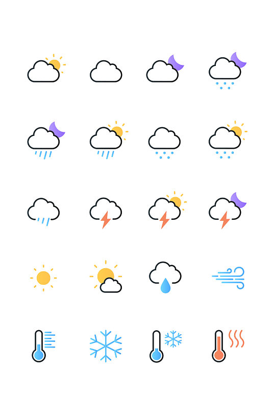 简约线性UI天气系列icon