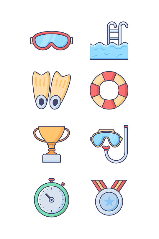 卡通游泳潜水运动系列icon