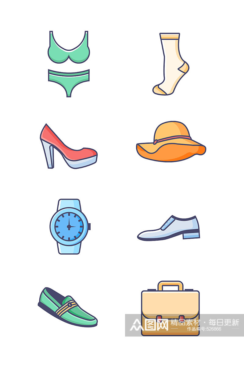 卡通鞋服系列icon素材