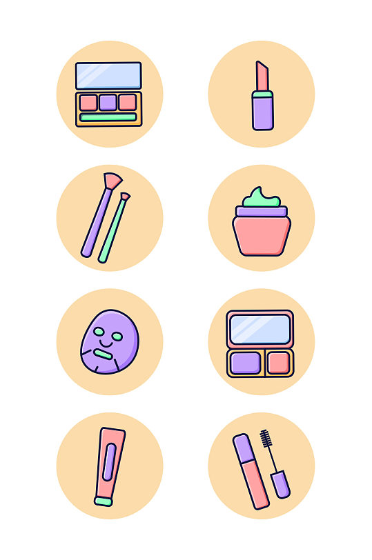 简约卡通美妆icon-众图网