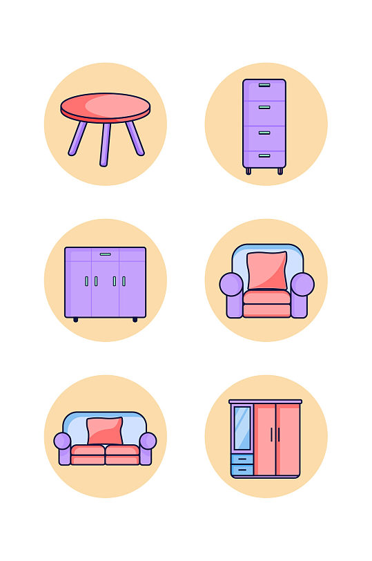 清新简约家具icon-众图网