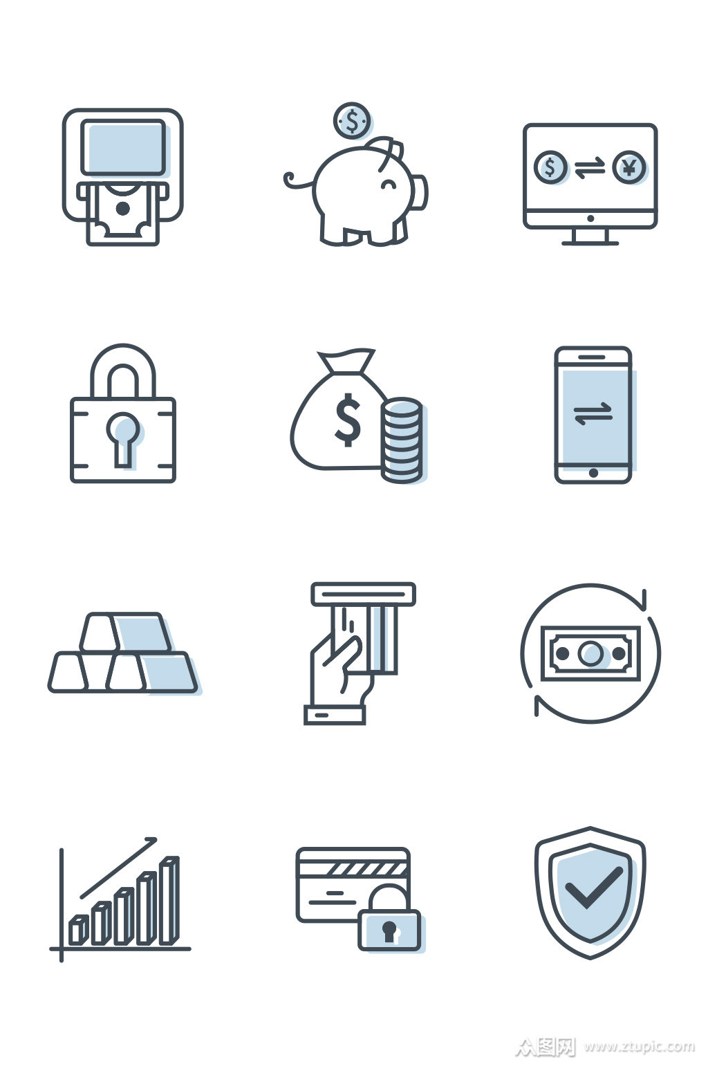 金融简约线性icon素材