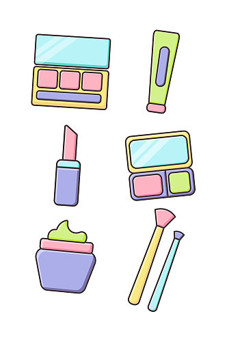 卡通美妆工具icon