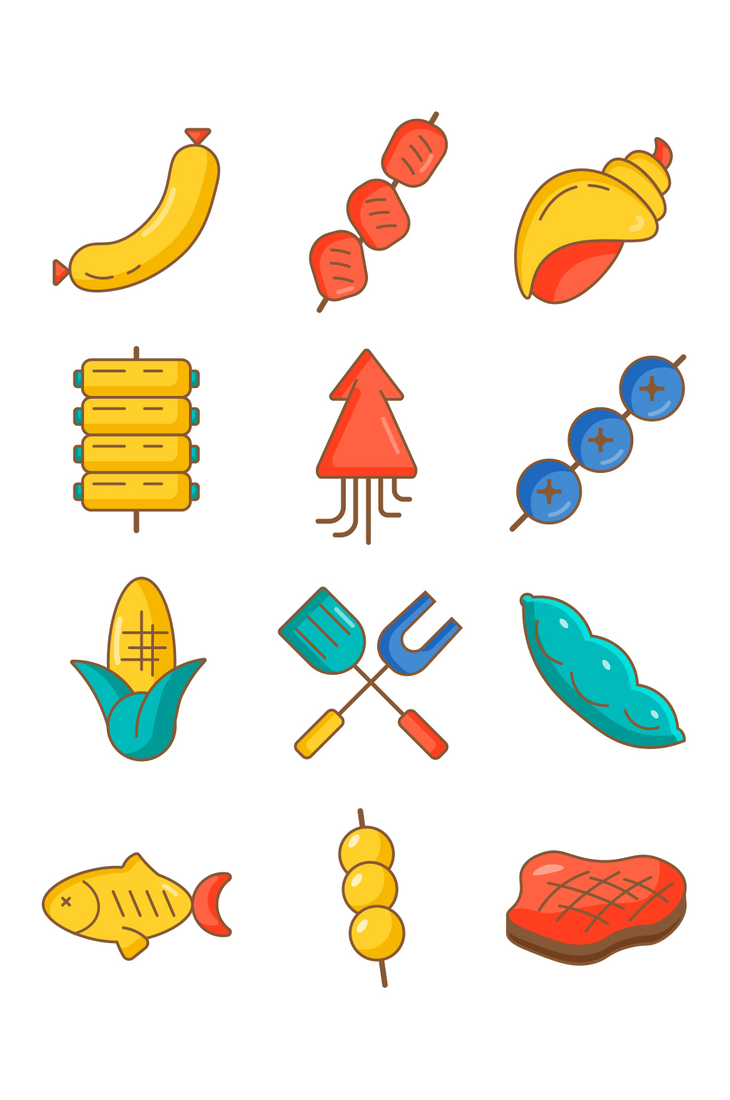 烧烤卡通简约icon-设计元素素材下载-众图网