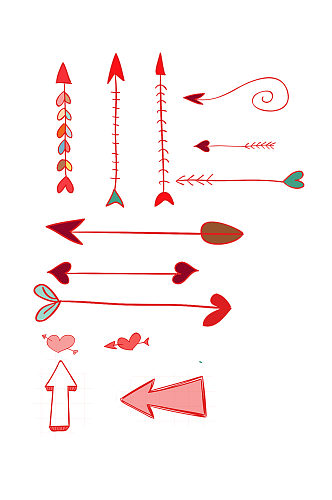手绘可爱小清新爱心箭头