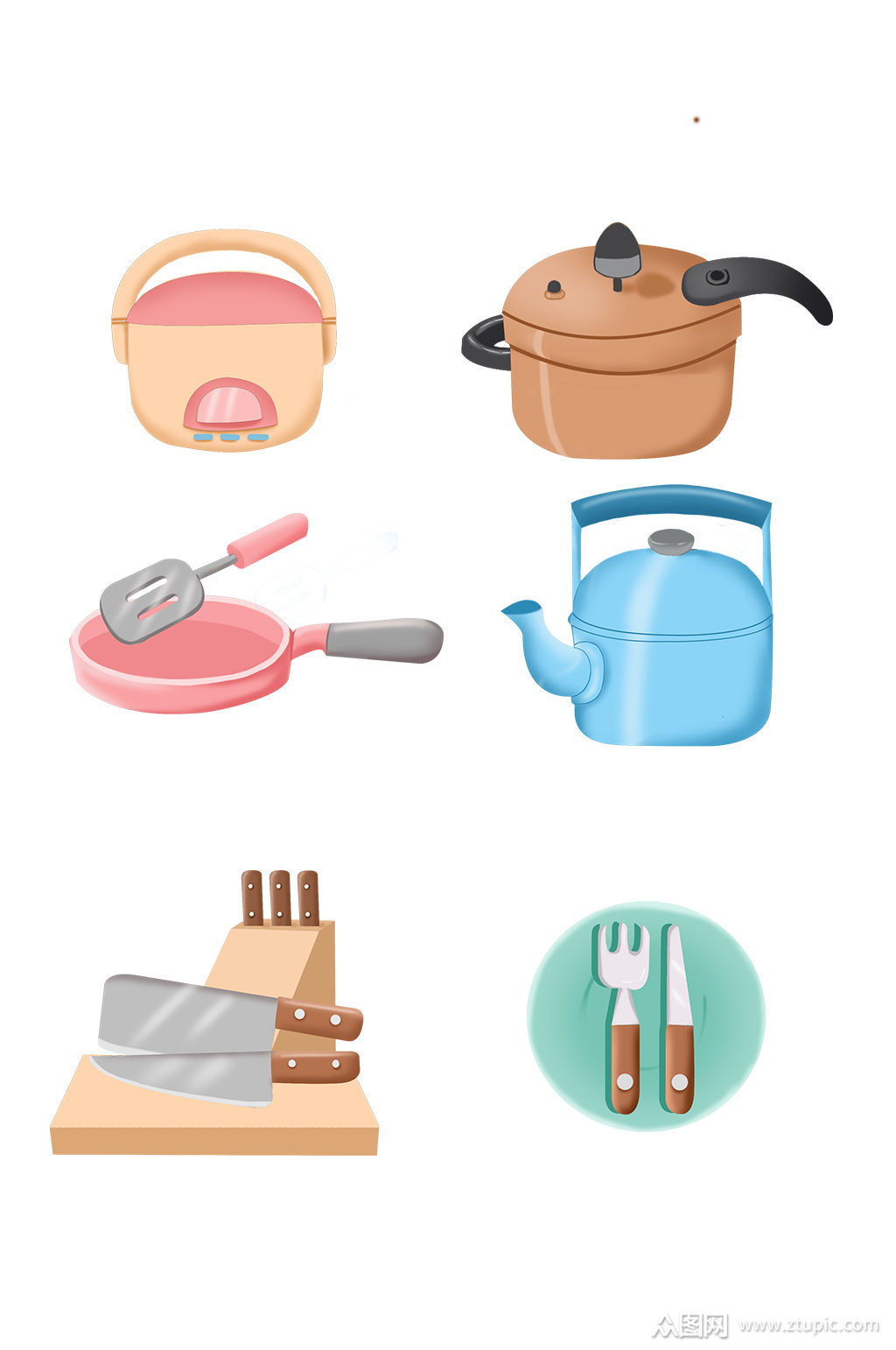 手绘卡通可爱厨具生活用品素材
