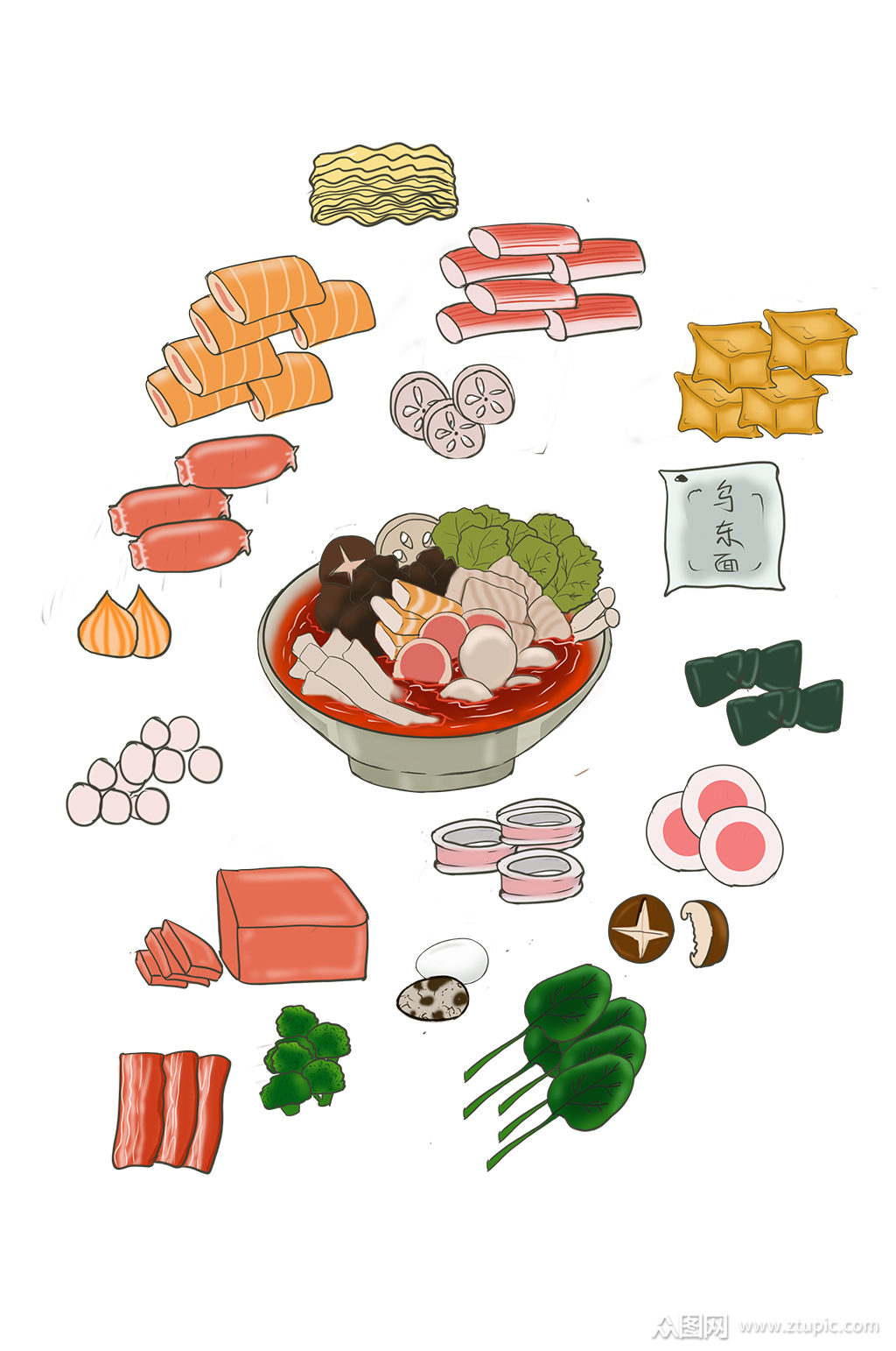 手绘卡通麻辣烫合集