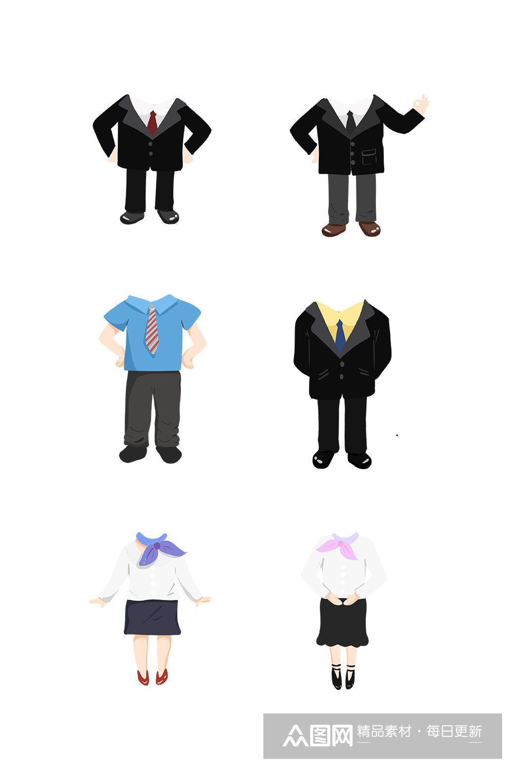 卡通职场装大头贴素材