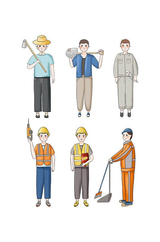 五一劳动节人物工人农民系列 五一劳动节素材元素-众图网