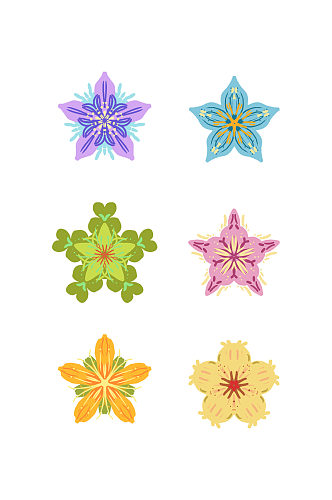 简约手绘风花朵花瓣花卉装饰图案元素