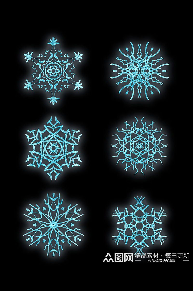圣诞冬季冰雪雪花装饰图案元素素材