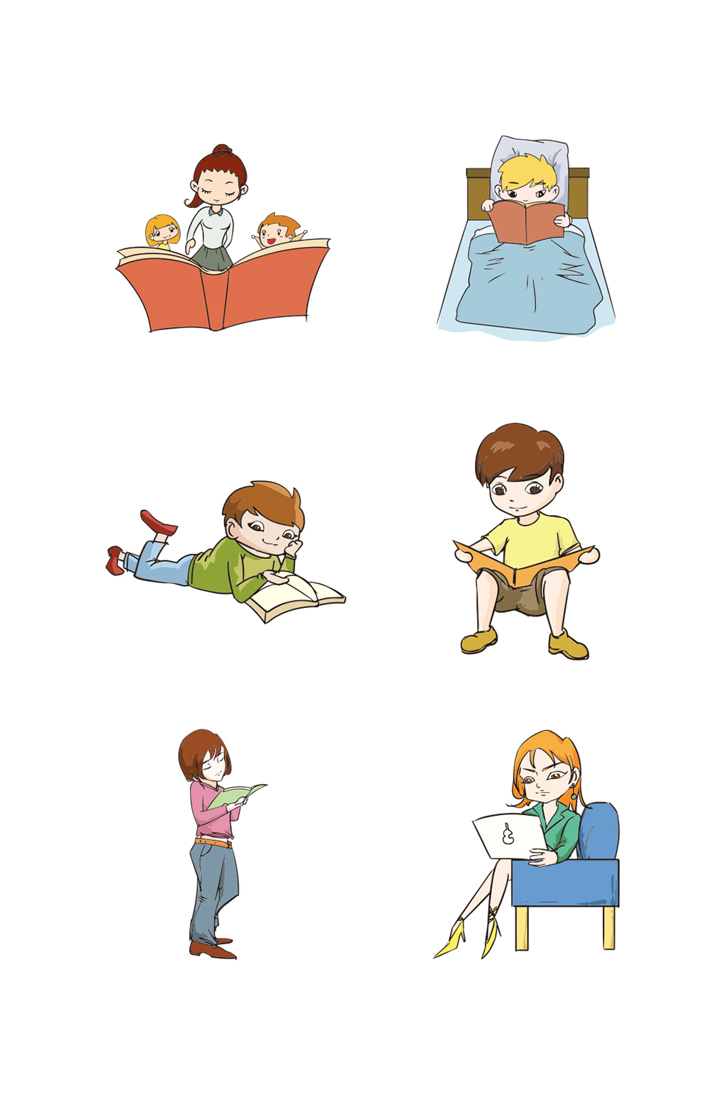 简约扁平卡通漫画期末考试学习素材