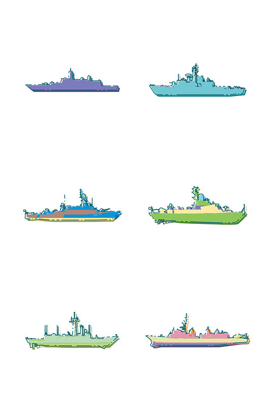 简约扁平卡通mbe军舰战船战舰矢量元素