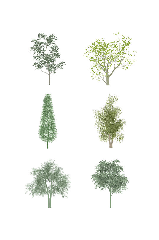 简约扁平手绘风树木绿色植物元素