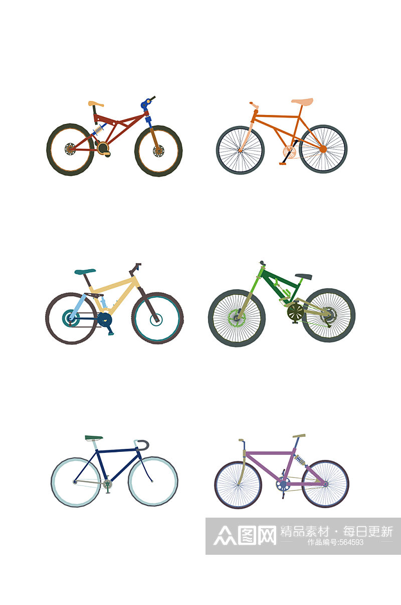 简约扁平卡通中小学生开学自行车元素素材