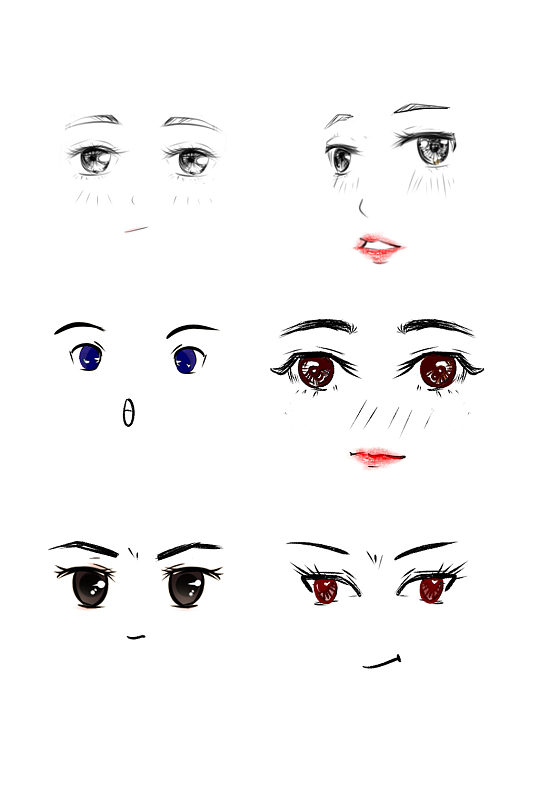 卡通眼睛手绘五官二次元动漫表情包可爱害羞