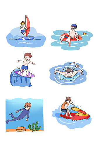 夏季休闲水上运动人物插画
