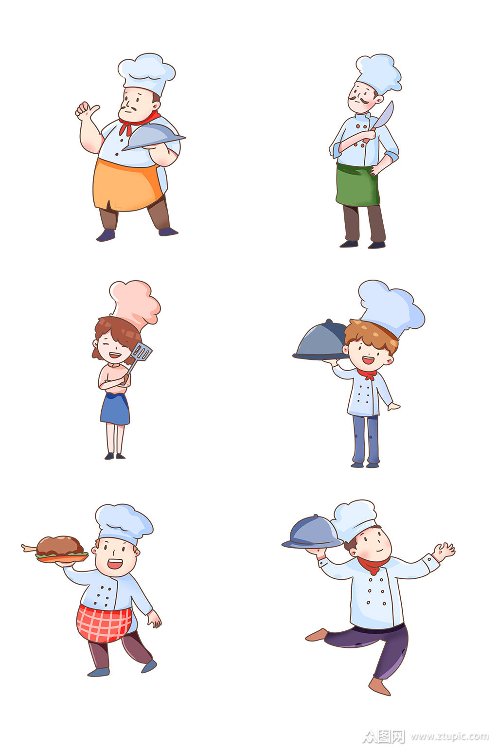 美食餐饮厨师手绘卡通人物免抠