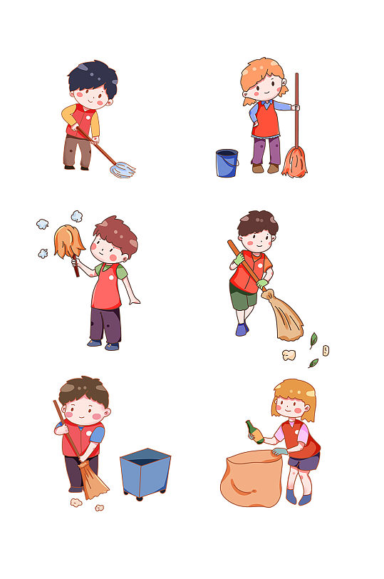 志愿者社区服务清洁打扫免抠