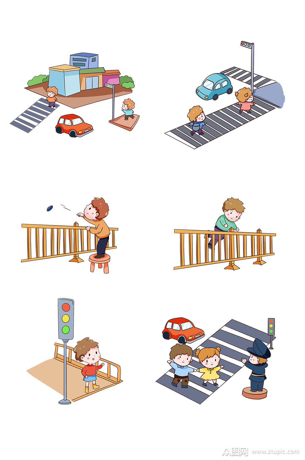 交通安全合集手绘素材