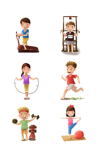 健身房运动系可爱插画运动合集
