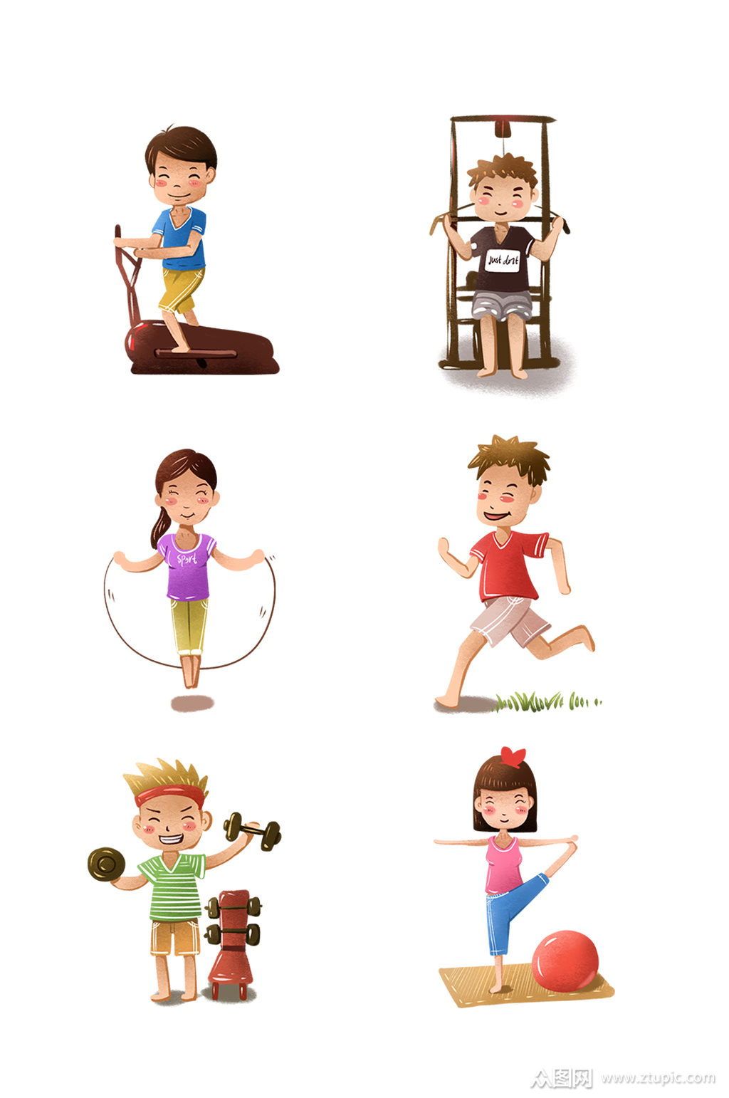 健身房运动系可爱插画运动合集