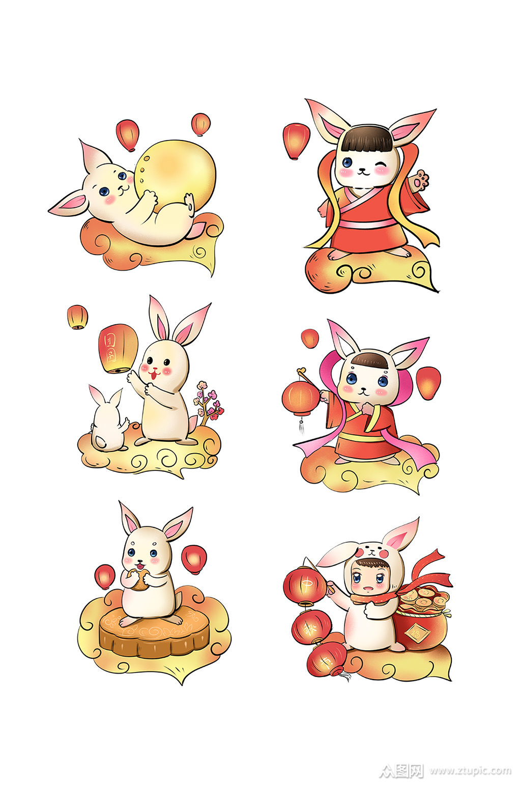 八月十五中秋节玉兔嫦娥插图可爱玉兔